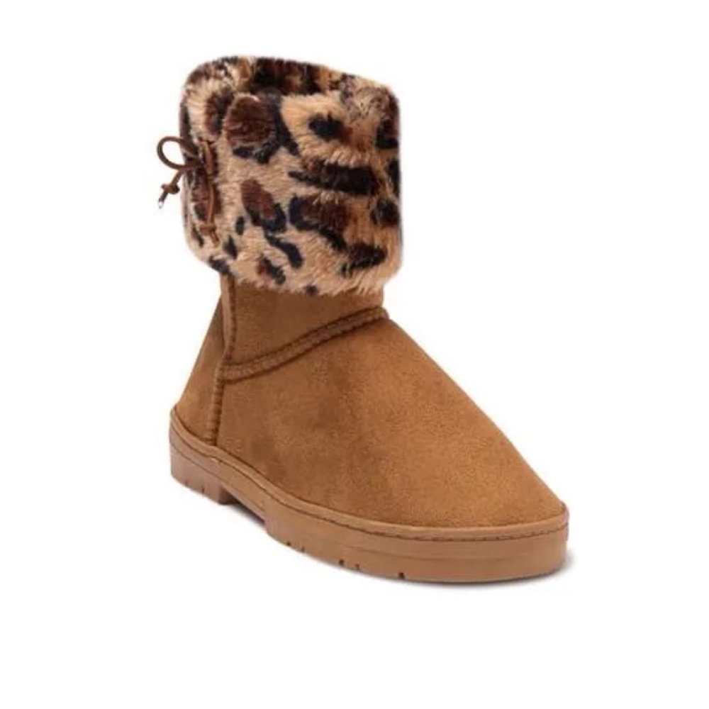 Bebe Kids Winter Faux Fur Boots With Leopard Accent Print - New! Reemoly